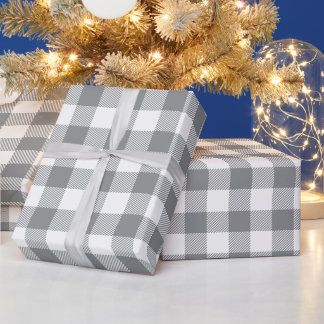 Weihnachten Weiß und Grau Büffel Karo Geschenkpapier
