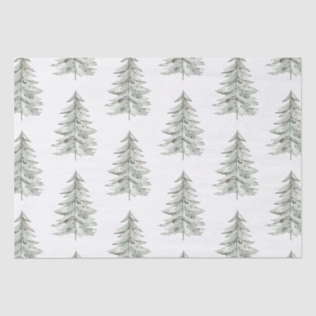 Weihnachten Weiße Grüne Bäume Seidenpapier (Vorderseite)