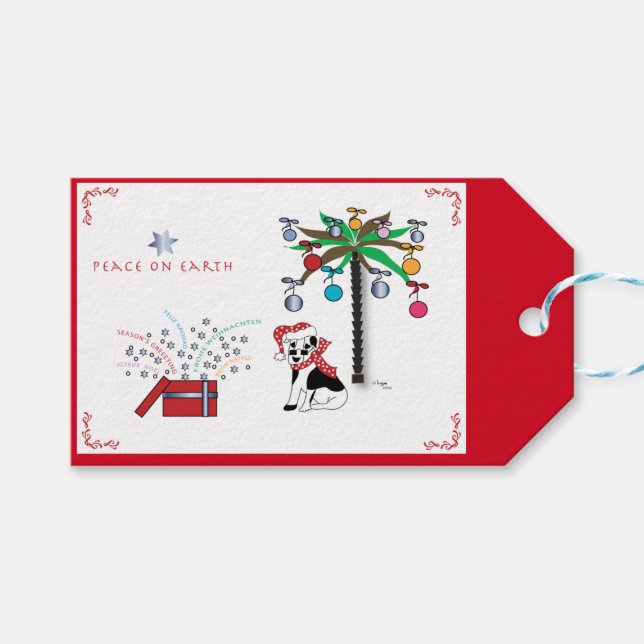 Weihnachten - Weltfrieden - Feiertag Geschenkanhänger (Vorderseite (Horizontal))