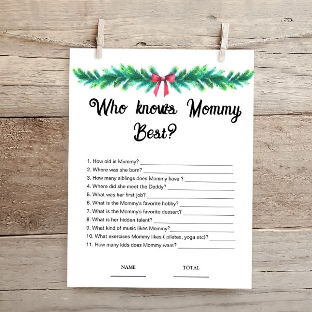 Weihnachten Wer Mommy Best Baby Shower Game kennt (Von Creator hochgeladen)