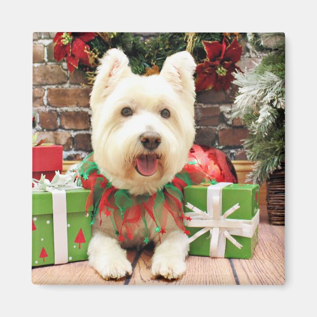 Weihnachten - Westie - Glück Magnet (Vorne)