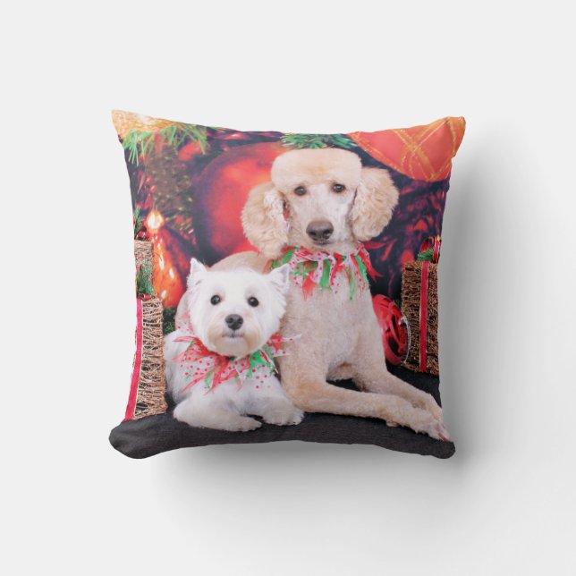 Weihnachten - Westie JoHannah - Pudel Winston Kissen (Vorderseite)