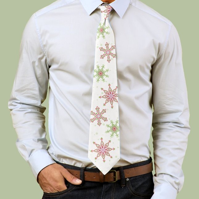 Weihnachten Whimsischer Niedlicher Schneeflocken Krawatte (Christmas festive colorful snowflakes holiday neck tie. )