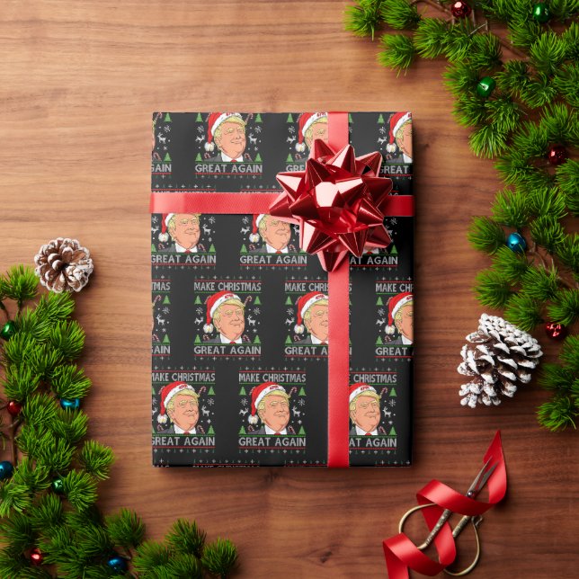 Weihnachten wieder großartig Funny Trump Ugly Xmas Geschenkpapier (Feiertagsgeschenk)