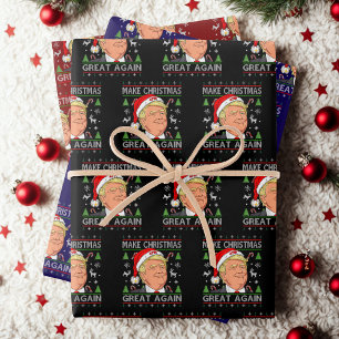 Weihnachten wieder großartig Funny Trump Ugly Xmas Geschenkpapier Set