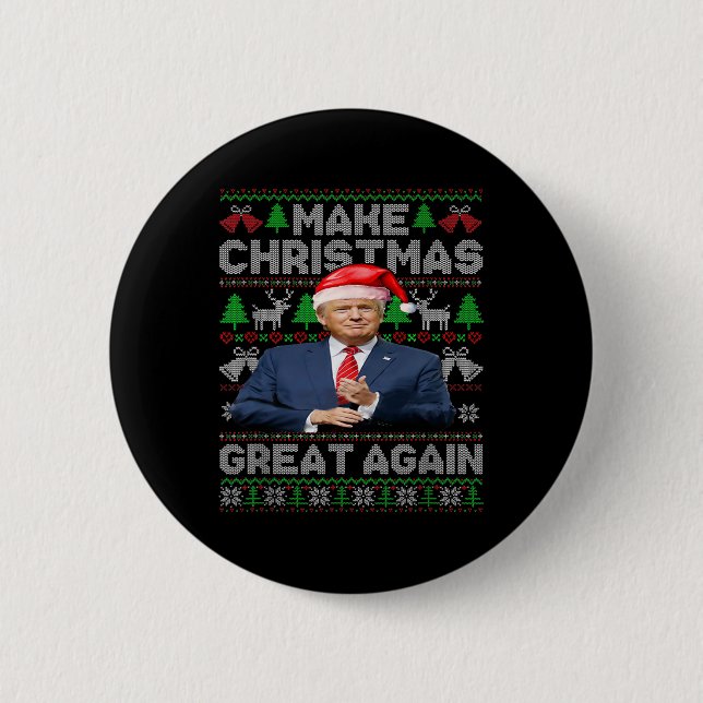 Weihnachten wieder großartig Funny Trump Weihnacht Button (Vorderseite)