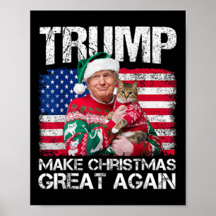 Weihnachten wieder großartig Santa Trump Usa Flag Poster
