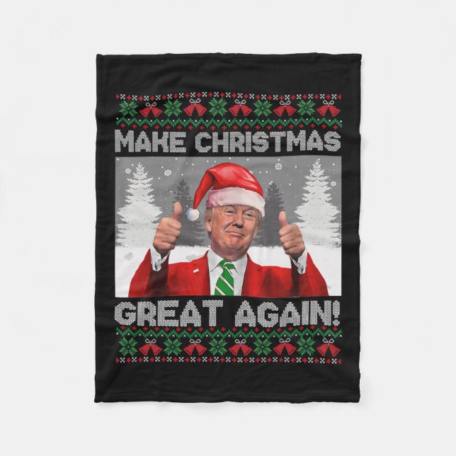 Weihnachten wieder großartig Trump Pajamas Ugl Fleecedecke (Vorderseite)