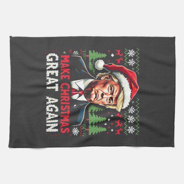 Weihnachten wieder großartig Weihnachten schwitzen Geschirrtuch (Horizontal)