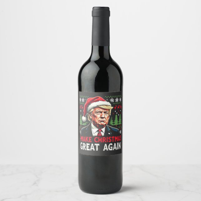 Weihnachten wieder großartig Weihnachten schwitzen Weinetikett (Vorderseite)