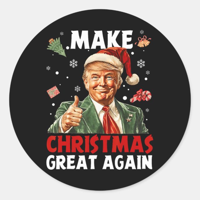 Weihnachten wieder großartig Weihnachten Trump Wei Runder Aufkleber (Vorderseite)