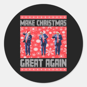 Weihnachten wieder großartig Weihnachtsmann Trump Runder Aufkleber