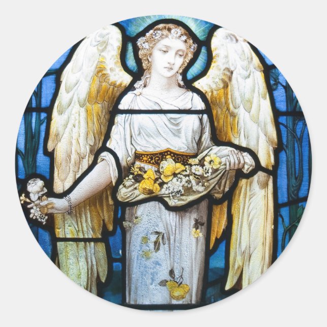 Weihnachten, William Morris "Peace Angel" Runder Aufkleber (Vorderseite)