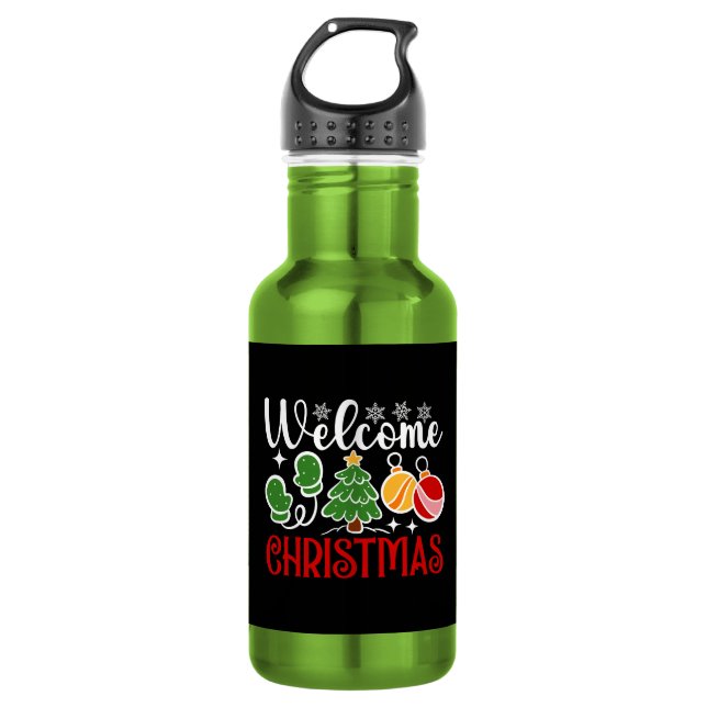 Weihnachten Willkommen Edelstahlflasche (Vorderseite)