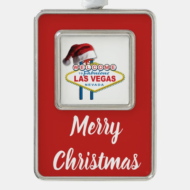 Weihnachten Willkommen im Zeichen von Las Vegas Rahmen-Ornament Silber (Vorderseite)