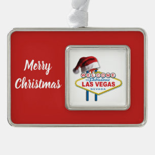 Weihnachten Willkommen im Zeichen von Las Vegas Rahmen-Ornament Silber