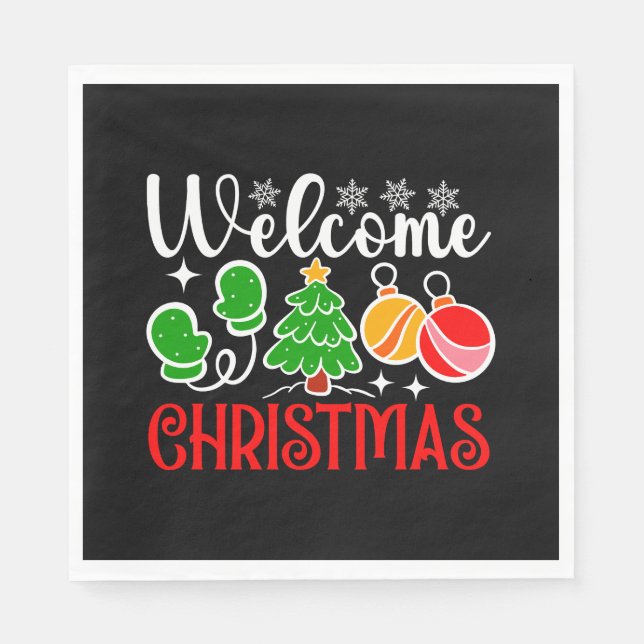 Weihnachten Willkommen Serviette (Vorderseite)