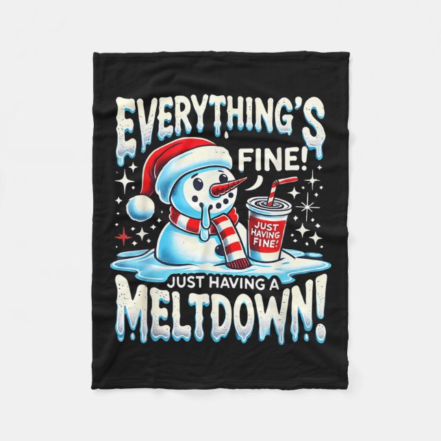 Weihnachten Winter Alles ist gut, nur ein Meltdo z Fleecedecke (Vorderseite)