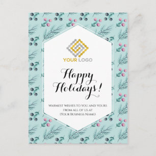 Weihnachten Winter Berries Grüne Logo Business Postkarte