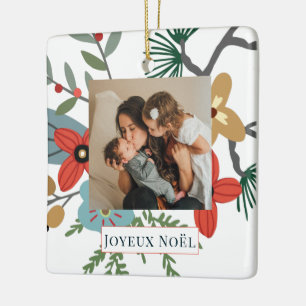 Weihnachten Winter Blume Joyeux Noël Holiday Foto Keramikornament