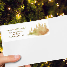 Weihnachten Winter Braun Hütte Wald Bäume Name