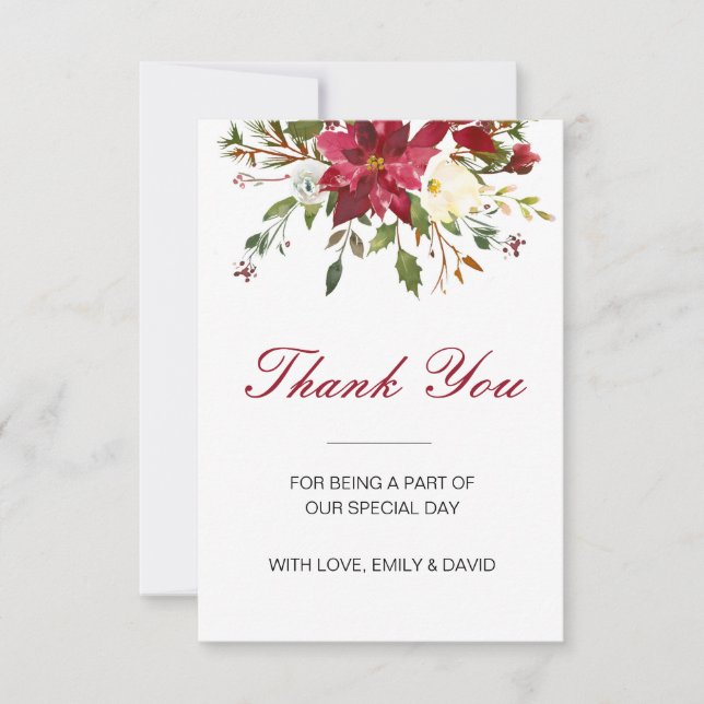 Weihnachten Winter Dankeschön Karte, Hochzeitkarte RSVP Karte (Vorderseite)