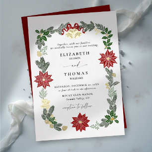 Weihnachten Winter Elegante Hochzeit Botanische Ho Folieneinladung