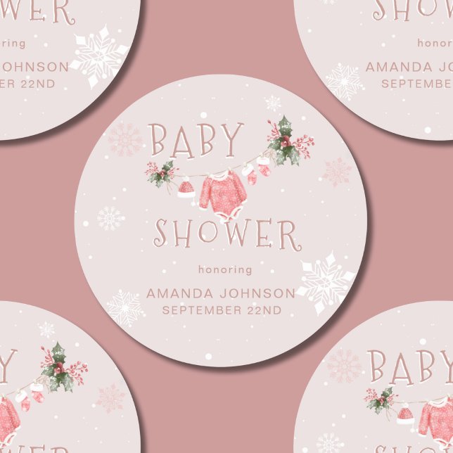 Weihnachten Winter Es ist kalt draußen Babydusche Runder Aufkleber (Von Creator hochgeladen)