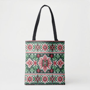Weihnachten/Winter Fair Isle rot & grün Tasche