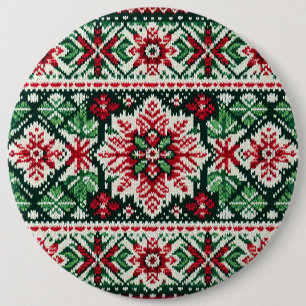 Weihnachten/Winter Fair Isle Rot und Grün Button