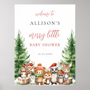 Weihnachten Winter Frohe kleine Babyparty Woodland Poster