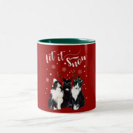 Weihnachten, Winter. Gelassen ihm schneien. Zweifarbige Tasse