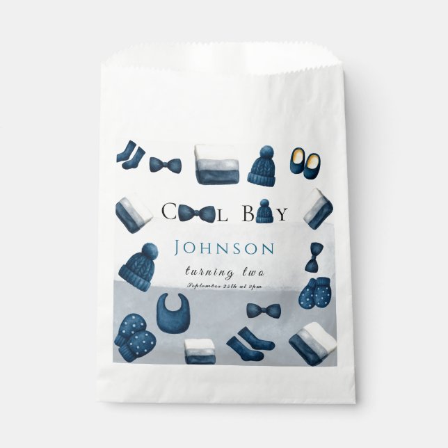 Weihnachten Winter gemütliche Junge zwei Geschenktütchen (Vorderseite)