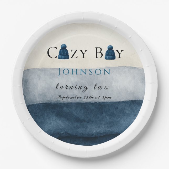 Weihnachten Winter gemütliche Junge zwei Pappteller (Vorderseite)