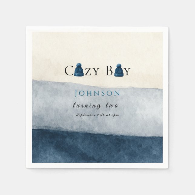 Weihnachten Winter gemütliche Junge zwei Serviette (Vorderseite)