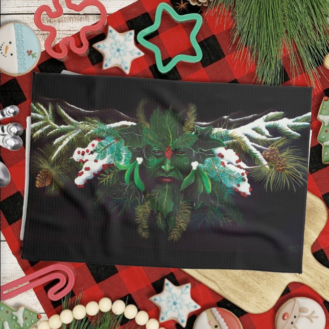 Weihnachten Winter Green Man Geschirrtuch (Von Creator hochgeladen)
