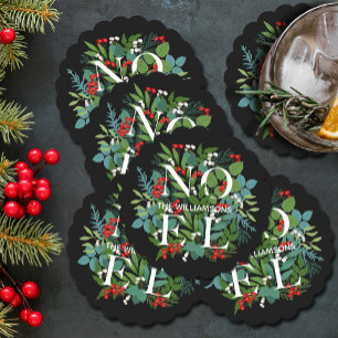 WEIHNACHTEN Winter Greenery Urlaub Schwarz Untersetzer
