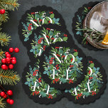 WEIHNACHTEN Winter Greenery Urlaub Schwarz Untersetzer<br><div class="desc">Das Wort WEIHNACHTEN unter den Blätter und Beeren auf schwarzem Hintergrund (oder in beliebiger Farbe),  diese Untersetzer sind elegant für jeden Weihnachtsfeiertag. PASSENDE Artikel in unserem Geschäft.</div>