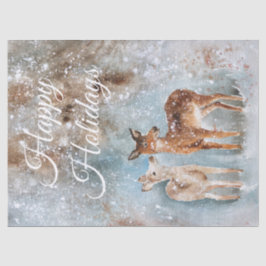 Weihnachten Winter Hirsche Wasserfarbe Seidenpapier