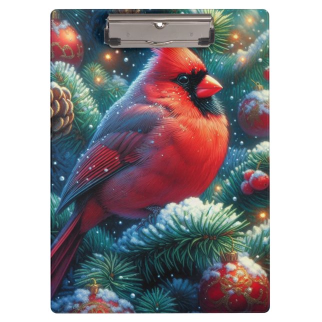 Weihnachten/Winter Kardinal Klemmbrett (Vorderseite)