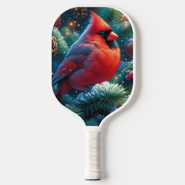 Weihnachten/Winter Kardinal Pickleball Schläger (Vorderseite)
