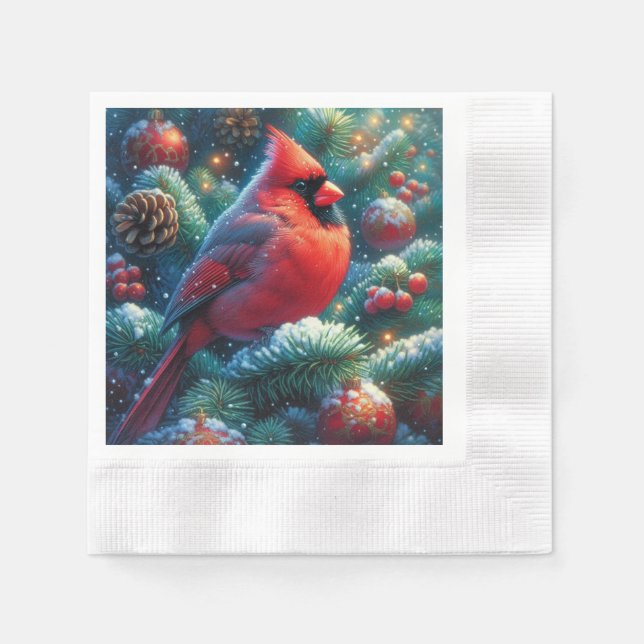 Weihnachten/Winter Kardinal Serviette (Vorderseite)