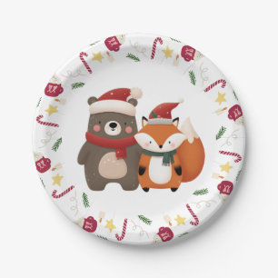 Weihnachten/Winter Niedlicher Bär & Fox Pappteller