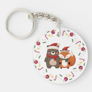 Weihnachten/Winter Niedlicher Bär & Fox Schlüsselanhänger