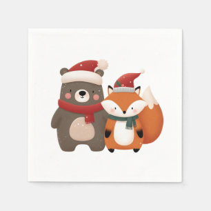 Weihnachten/Winter Niedlicher Bär & Fox Serviette