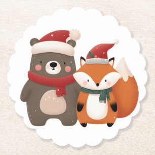 Weihnachten/Winter Niedlicher Bär & Fox Untersetzer