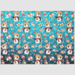 Weihnachten Winter Pinguine Schneeflocken Blau für Seidenpapier