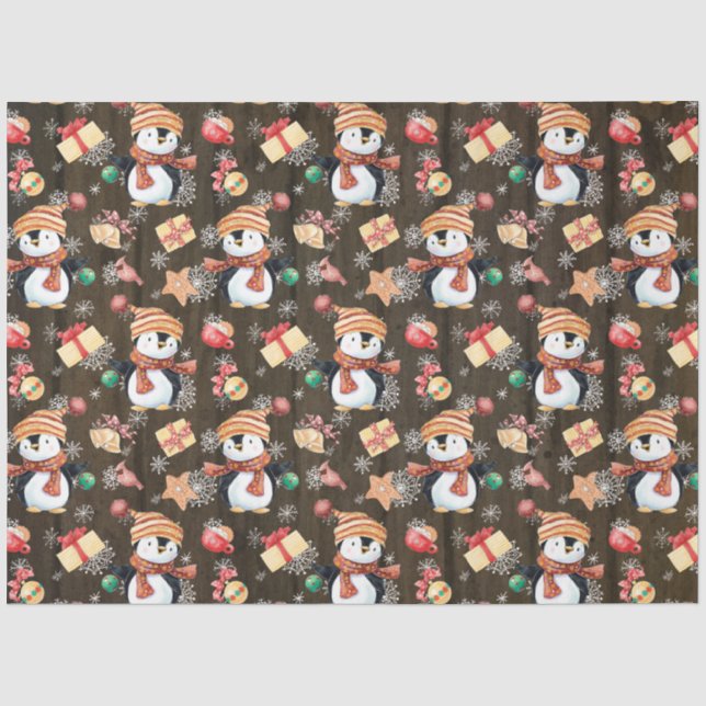 Weihnachten Winter Pinguine Schneeflocken für Kind Seidenpapier (Vorderseite)