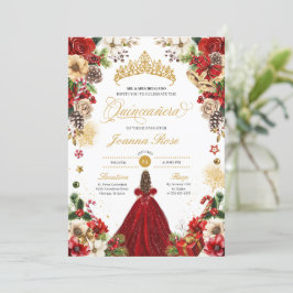 Weihnachten Winter Rot und Gold Poinsettia Quincea Einladung