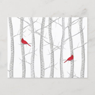 Weihnachten Winter Roter Kardinal Wald Postkarte